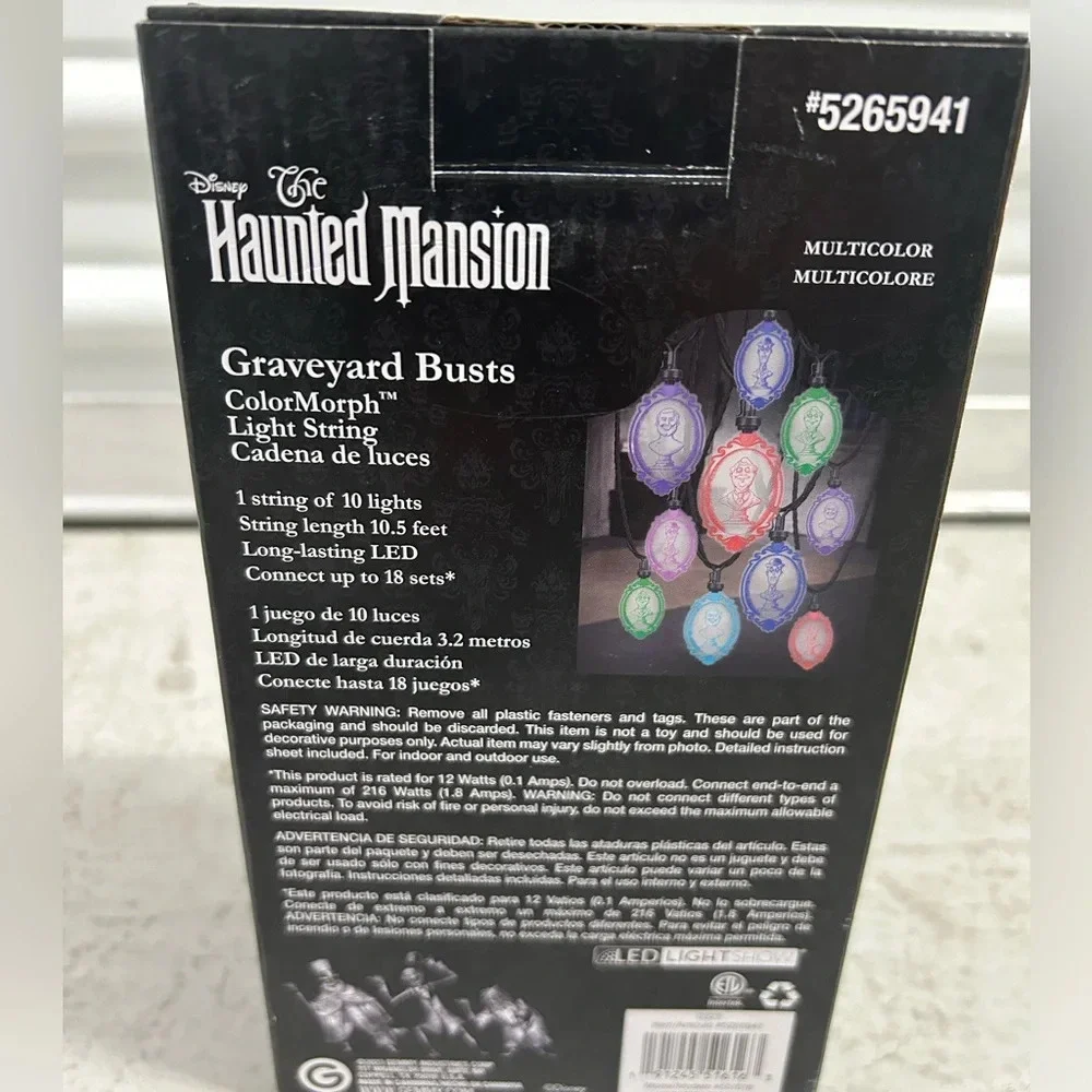 Disney Haunted Mansion Graveyard Busts ColorMorph Light String LED NEW